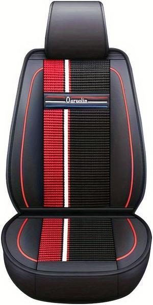 Comfortable Car Seat Cover, 5 Front And Rear Seats, All-weather Car Seat Cover, PU Leather Car Cushion, Black Red