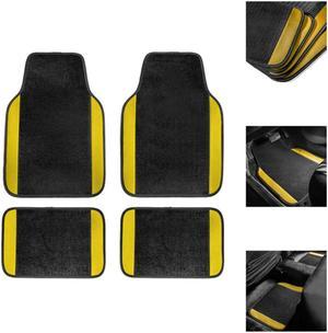 Muchkey Car Waterproof Universal Fit Car Floor Mats, All-Weather Anti-Slip Cargo Liners  Driver Heel Pad Fit for SUV,Van,sedan, Trucks,Set of 4pcs yellow