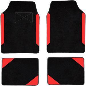 Muchkey Car Waterproof Universal Fit Car Floor Mats, All-Weather Anti-Slip Cargo Liners  Driver Heel Pad Fit for SUV,Van,sedan, Trucks,Set of 4pcs Red