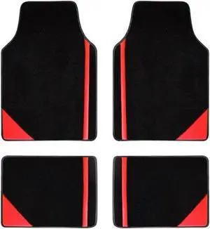 Muchkey Car Waterproof Universal Fit Car Floor Mats, All-Weather Anti-Slip Cargo Liners  Driver Heel Pad Fit for SUV,Van,sedan, Trucks,Set of 4pcs Red