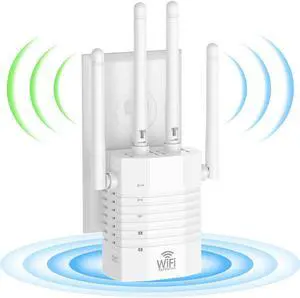 NDUP Whole Home Wifi Repeater - Dual Band 1200Mbps, IEEE 802.11AC, Four External Antennas, White - US/EU/UK Standards