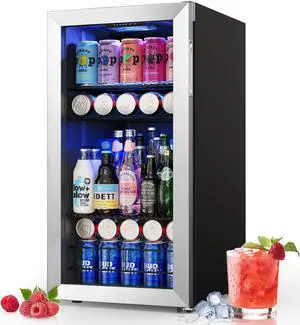 Yeego 3.1 Cu.ft Freestanding Beverage Refrigerator Cooler Mini Beverage Fridge with Glass Door 95-121 Can Capacity, Adjustable Thermostat for Beer Soda Wine Ideal Beverage Cooler for Home Office Bar Yeego 3.1 Cu.ft Freestanding Beverage Refrigerator Cooler Mini Beverage Fridge with Glass Door 95-121 Can Capacity, Adjustable Thermostat for Beer Soda Wine Ideal Beverage Cooler for Home Office Bar