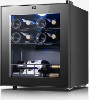 Yeego 12-Bottle Wine Cooler (1.6 cu.ft)  Freestanding Refrigerator with Digital Control, UV-Resistant Glass Door & Quiet Cooling for Home, Dorm, and Bar Storage
