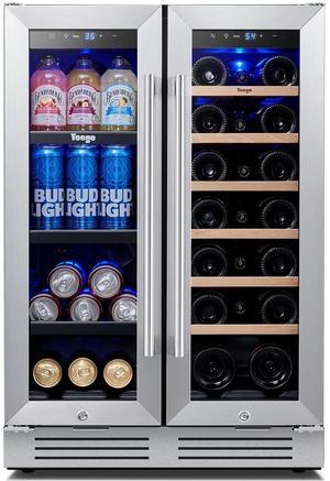 Yeego Energy-Efficient Wine Fridge - 116L Capacity with Dual Evaporators & Auto Defrost Beechwood Wine Shelves + Black-Coated Beverage Racks | Quiet Operation for Home Use