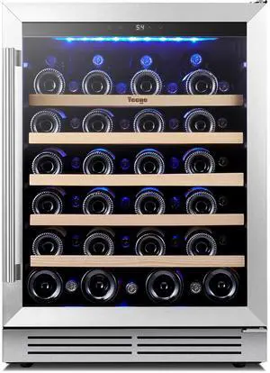 Yeego Quiet Wine Refrigerator - Dual-Zone 40-65°F Precision Control Built-in/Freestanding Design & 145L Capacity | Stainless Steel Anti-UV Door for Home Bar