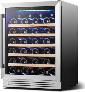 Yeego Energy-Efficient Wine Fridge - R600a Compressor & Beechwood Shelves Auto Defrost + Quiet Operation | 5.12 Cu.Ft Freestanding Cooler for Kitchen/Entertainment