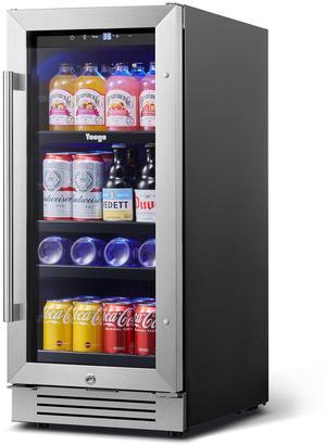 Yeego 85L Wine Cooler & Energy-Efficient Beverage Fridge with Blue LED Lighting  80-Can Storage, Quiet Operation, Auto Defrost  Stainless Steel Design for Kitchen, Bar, and Entertainment Areas