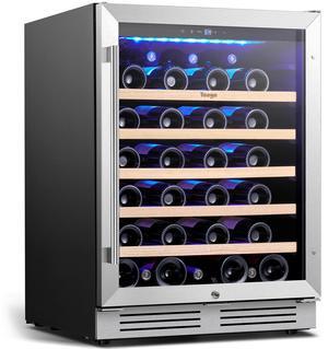 Yeego 145L Dual Zone Wine Cooler & Energy-Efficient Wine Fridge  47-Bottle Capacity, Built-in/Freestanding Design, Compressor Cooling, Blue LED Lighting  Ideal for Home, Kitchen, or Wine Enthusiasts