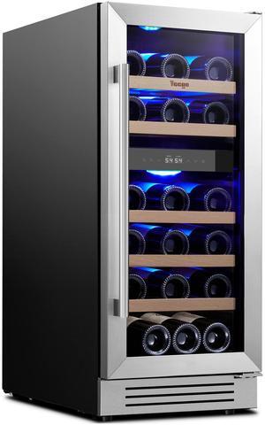 Yeego 85L Wine Cooler & Energy-Efficient Wine Fridge - 28-Bottle Capacity, Compressor Cooling, Dual Temperature Control, Stainless Steel Door, Blue LED Lighting - Perfect for Home, Kitchen, or Bar