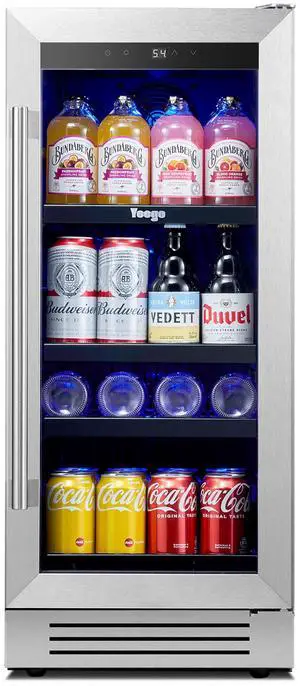 Yeego 85L Compact Beverage Cooler & Energy-Efficient Wine Refrigerator  80-Can Capacity, Eco-Friendly R600a Cooling, Reversible Door  Ideal for Home, Office, or Small Cafes