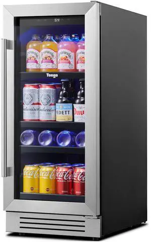 Yeego 85L Beverage Refrigerator & Compact Wine Cooler - 80-Can Capacity, Stainless Steel Design, Compressor Cooling, 1-12°C Adjustable Temperature  Perfect for Home Bar, Kitchen, or Party Use