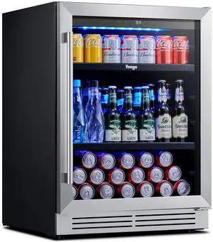 Yeego 145L Commercial Beverage Cooler & Energy-Efficient Beverage Fridge  140 Cans Storage, Energy-Efficient Compressor Cooling, Auto Defrost  Perfect for Bars, Restaurants, or Event Spaces
