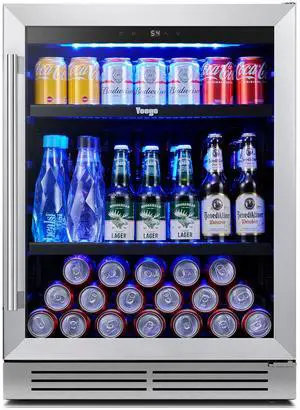 Yeego 145L Beverage Cooler & Energy-Efficient Beverage Refrigerators  140-Can Capacity, Precise 1-12°C Cooling, Stainless Steel Door, Whisper-Quiet  Ideal for Home, Kitchen, or Party Use