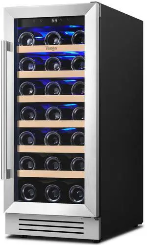 Yeego Energy-Efficient Wine Fridge - R600a Eco Cooling & Stainless Steel Anti-UV Door Blue LED Lighting + Reversible Door | 3 Cu.Ft Compact Cooler with Auto Defrost for Party/Office