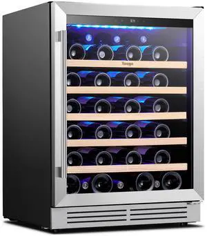 Yeego 145L Dual Zone Wine Cooler & Energy-Efficient Wine Fridge  47-Bottle Capacity, Built-in/Freestanding Design, Compressor Cooling, Blue LED Lighting  Ideal for Home, Kitchen, or Wine Enthusiasts