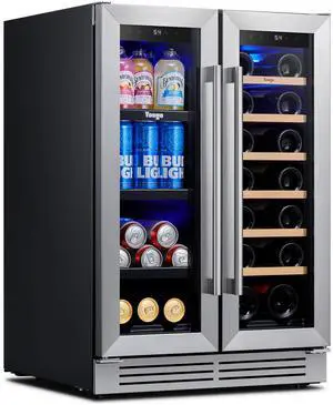Yeego 116L Dual Zone Wine and Beverage Cooler & Energy-Efficient Wine Fridge  18-Bottle + 60-Can Capacity, Precise Temperature Control, Stainless Steel Door  Ideal for Home, or Wine Enthusiasts