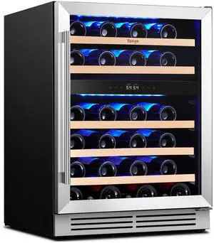 Yeego 145 L Wine Refrigerators & Energy-Efficient 24" Wine Cooler - 47-Bottle Capacity, Dual Temperature Control (40-65°F), Compressor Cooling, Stainless Steel Door - Perfect for Home or Wine Cellar