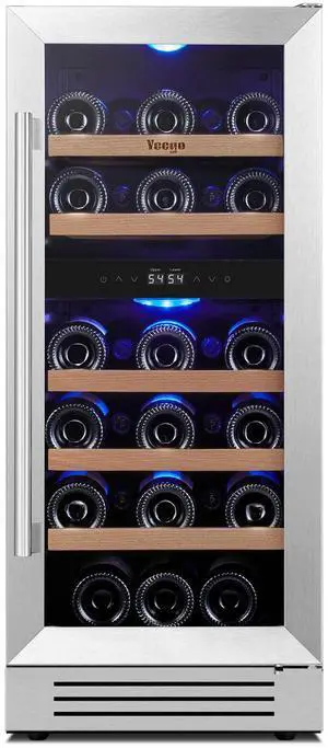 Yeego Quiet Wine Refrigerator - 40-65°F Precision Control 28-Bottle Storage & Stainless Steel Door | Built-in/Freestanding Design for Home Bar