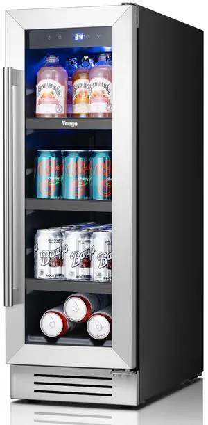 Yeego 12 Inch Beverage Refrigerator Cooler - 60 Can Mini Fridge with Double-Layer Tempered Glass Door, Adjustable Shelves, 34-54°F Digital Temp Control for Beer Soda Water Wine, Built-in/Freestanding Yeego 12 Inch Beverage Refrigerator Cooler - 60 Can Mini Fridge with Double-Layer Tempered Glass Door, Adjustable Shelves, 34-54°F Digital Temp Control for Beer Soda Water Wine, Built-in/Freestanding