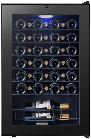 Yeego 46 Bottle Wine Fridge, Freestanding Compressor Wine Cooler Refrigerator, Wine Cellar with 38-65°F Digital Temp Control & Double-Layer Glass Door, Adjustable Shelves for Red and White, Champagne Yeego 46 Bottle Wine Fridge, Freestanding Compressor Wine Cooler Refrigerator, Wine Cellar with 38-65°F Digital Temp Control & Double-Layer Glass Door, Adjustable Shelves for Red and White, Champagne