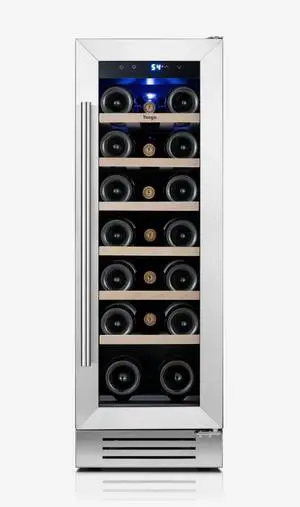 Yeego 12 Inch Wine Cooler Refrigerator - 20 Bottles Wine Fridge with Double-Layer Tempered Glass Door & Adjustable Shelves, Blue LED Light, 40-65°F Built-In/Freestanding Compressor for Home Bar Office Yeego 12 Inch Wine Cooler Refrigerator - 20 Bottles Wine Fridge with Double-Layer Tempered Glass Door & Adjustable Shelves, Blue LED Light, 40-65°F Built-In/Freestanding Compressor for Home Bar Office