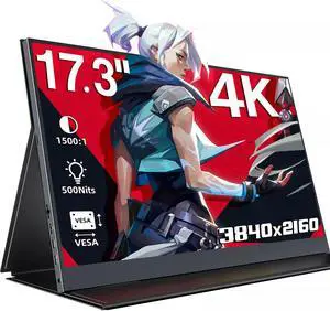 EVICIV 17.3" 4K Portable Monitor 3840*2160 Gaming Monitor 100% sRGB HDMI Type C  Ultra HD Gaming Screen w/VESA 100%sRGB For Computer Laptop PS 4