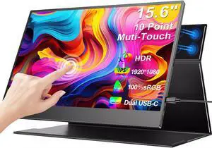 EVICIV 15.6" Touch Portable Monitor Full HD 1080P 100%s RGB HDMI Type C Second Display for Laptop/Mac