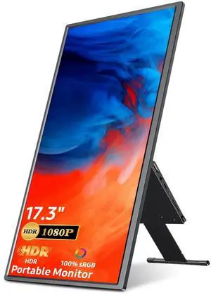EVICIV 17.3" Portable Monitor with HDR IPS, USB-C, Built-in Speakers & Ambient Light - Perfect for Dual Display