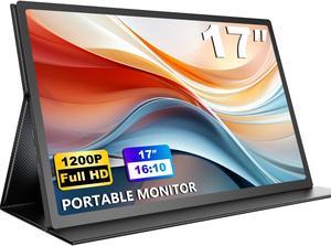 EVICIV 17" Portable Monitor 1920*1200 Gaming Display W/Type C HD Input Build-in Speaker Portable Monitors Full HD LCD Display