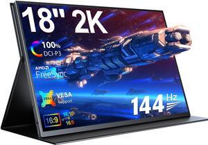 EVICIV 18 2K 144Hz Portable Gaming Monitor | QHD 2560x1600, 100% DCI-P3, FreeSync, HDR, VESA, Frameless Matte IPS | Second Screen for Laptop & Game Console