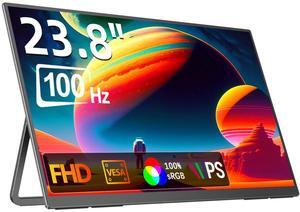 EVICIV 23.8" 100Hz FreeSync IPS HDR Gaming Portable Monitor with USB-C, HDMI, VESA Mount & 180° Adjustable Stand Perfect for Laptops, Switch, Phones