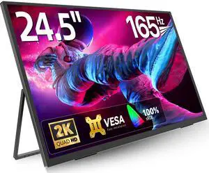 EVICIV 24.5" 2K QHD 165Hz FreeSync IPS HDR Gaming Portable Monitor with USB-C, HDMI, VESA Mount & 180° Adjustable Stand Perfect for Laptops, Switch, Phones