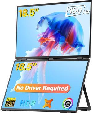 EVICIV 18.5" 100Hz Dual Monitor Portable Laptop Screen Extender with HDR, 360° Folding, VESA & Stand for Laptop, PC, Phone, Game Console (Plug & Play, No Driver Needed)