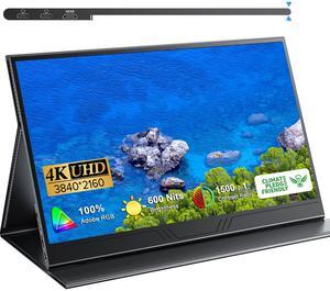 EVICIV True 4K Portable Monitor, 15.6" UHD IPS 3840x2160, 600 Nits Brightness, 100% AdobeRGB, USB-C, HDMI, OTG, HDR, FreeSync, Dual Speakers, Arch Metal Frame, Smart Case Included