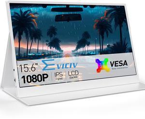 EVICIV 15.6" White Portable Monitor FHD 1080P Eye-care Portable Gaming Monitor With VESA Mount IPS 178°