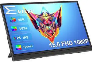 EVICIV Portable Monitor for Laptop W/ Stand 180° Adjustable 15.6 Inch FHD 1080P IPS Eye Care Screen, Dual Speaker Travel Monitor for Laptop PC Phone PS5/4 Xbox Switch