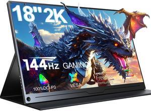EVICIV 2K 144Hz Portable Gaming Monitor 18" 100% DCI-P3, FreeSync, HDR, VESA Mount, Eye-Care