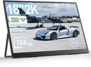 EVICIV 18" 2K 144Hz 100% DCI-P3 500Nits Portable Gaming Monitor with VESA, Stand, FreeSync & HDR - Ultra-Slim & Lightweight Frameless Display