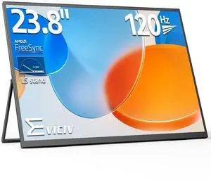 EVICIV 24 120HZ Portable Monitor w/ 180°Adjustable Kickstand & VESA, Large Portable Gaming Monitor with HDMI Type C, External Portable Monitor for Laptops, Steamdeck, MacBook, Phones, Mini PC