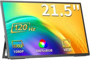 EVICIV 21.5" 120Hz Portable Gaming Monitor, 1080P FHD USB-C HDMI Portable Display, Built-in Kickstand & VESA Mount, Compatible with Laptop, Steam Deck, Phone