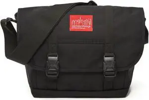 MANHATTAN PORTAGE NY MESSENGER BAG JR (MD), EVERYDAY MESSENGER BAG FOR MEN & WOMEN, MESSENGER BAG WITH ADJUSTABLE SHOULDER STRAP, WATER RESISTANT COATING, BLACK