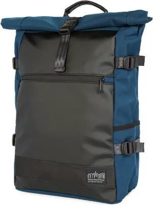 MANHATTAN PORTAGE PROSPECT BACKPACK VER.2, ROLL TOP DESIGN BACKPACK, SPACIOUS MAIN COMPARTMENT BACKPACK WITH PADDED LAPTOP SPACE, NAVY