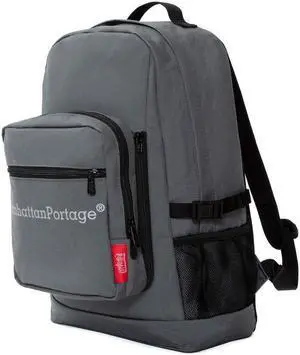 MANHATTAN PORTAGE GRADUATE LAPTOP BACKPACK, 15" LAPTOP BACKPACK WITH DETACHABLE CROSSBODY BAG, LAPTOP BACKPACK WITH WATER RESISTANT FABRIC, GREY