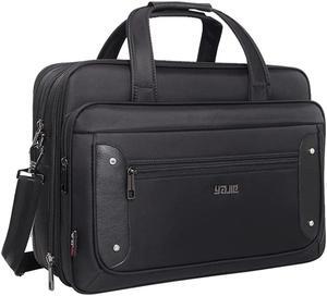 Large Briefcases For Men Canvas Tote Bag Laptop Case 19 Inch Computer Bag Work Bags Business Mens Bag Office Carrying Cases Messenger Bag Book Bag Black (X-Large Size
