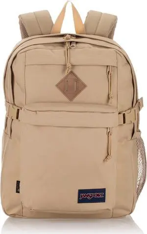 JanSport Main Campus FX Backpack - Travel or Work Bag w 15-Inch Laptop Pack with Leather Trim, Travertine