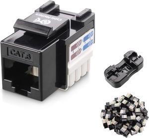 Cable Matters [UL Listed] 50-Pack 10Gbps Cat6 Keystone Jacks, RJ45 Keystone Jack, Ethernet Keystone Jack in Black with Keystone Punch-Down Stand for Patch Panel and Wall Plate