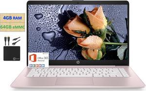 2021 Newest HP 14 inch Thin Light HD Laptop Computer Intel Celeron N4000 up to 26 GHz 4GB DDR4 64GB eMMC WiFi  Webcam 1Year Office 365 Up 11 Hours Windows 10 S Pink  MarxsolCables