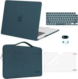 MOSISO Compatible with MacBook Air 15 inch Case 2025 2024 2023 Release M4 A3241 M3 A3114 M2 A2941, Plastic Hard Shell&Carrying Sleeve Bag&Keyboard Cover&Webcam Cover&Screen Protector, Teal Green