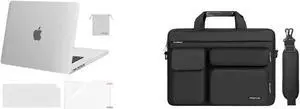 MOSISO Compatible with MacBook Pro 16 inch Case 2021 2022 Release A2485 M1 Pro/Max,Plastic Hard Shell&Keyboard Skin&Screen Protector&Storage Bag&Black Laptop Shoulder Bag, Matte Clear