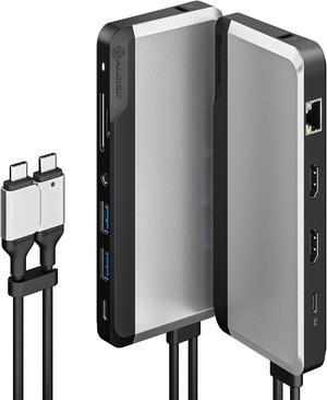 ALOGIC USB-C 10-in-1 Super Dock, Dual Display- 4K@60HZ, 2 HDMI, USB C (100W PD & Data 5G), 3.5MM Jack, ETHERNET Port, Micro/SD Card, 100W PD for MacBook PRO/AIR, XPS and More